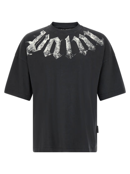T-Shirt by Palm Angels for men in cotton black & print showcases a dramatic silhouette, elegantly detailed with a dramatic and for a truly dramatic finish.