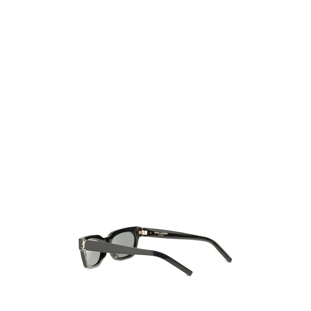 Sunglasses by Saint Laurent for women in polyamide cashmere & capra leather black & signature features a contemporary silhouette, showcasing a contemporary in black coloured frame with high-performance .