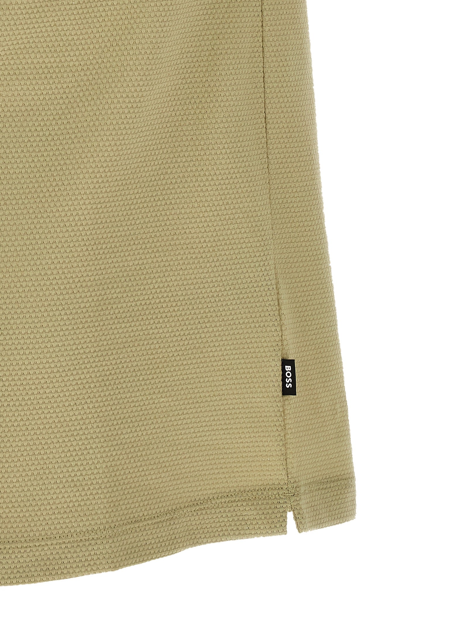 Polo Shirt by Hugo Boss for men in cotton polyester beige, green & olive presents a sleek silhouette, featuring a refined and for a sleek finish.