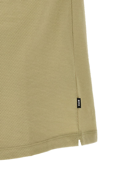 Polo Shirt by Hugo Boss for men in cotton polyester beige, green & olive presents a sleek silhouette, featuring a refined and for a sleek finish.
