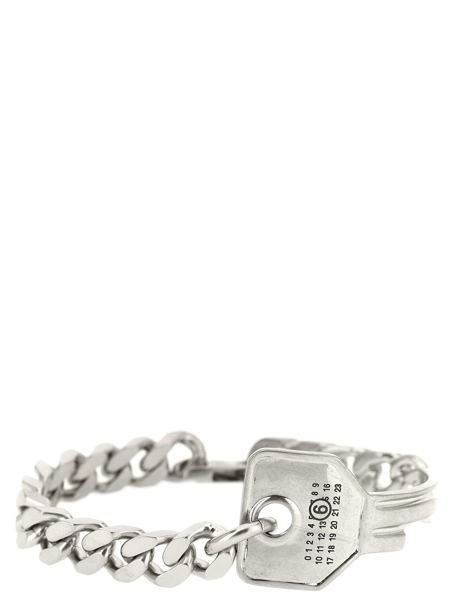 MM6 Maison Margiela Women's Chain Charm Silver Brass Mesh Bracelet - Silver