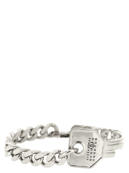 MM6 Maison Margiela Women's Chain Charm Silver Brass Mesh Bracelet - Silver