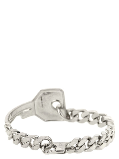 MM6 Maison Margiela Women's Chain Charm Silver Brass Mesh Bracelet - Silver