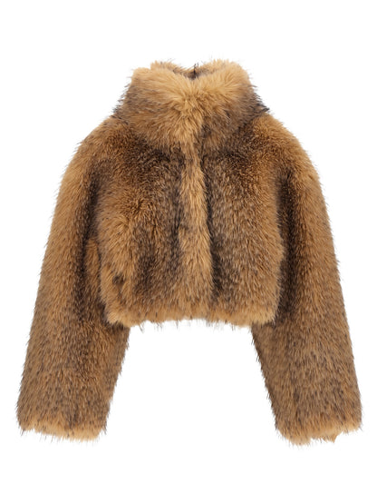 Overcoat by ROTATE BIRGER CHRISTENSEN for women in viscose polyester faux fur beige & brown features a contemporary silhouette showcasing a contemporary and refined for a sophisticated finish.