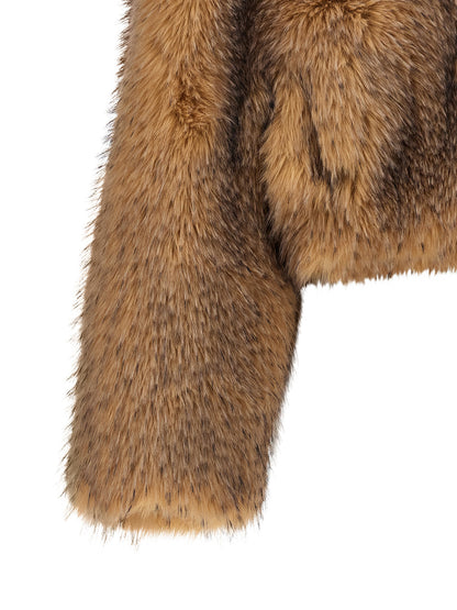 Overcoat by ROTATE BIRGER CHRISTENSEN for women in viscose polyester faux fur beige & brown features a contemporary silhouette showcasing a contemporary and refined for a sophisticated finish.