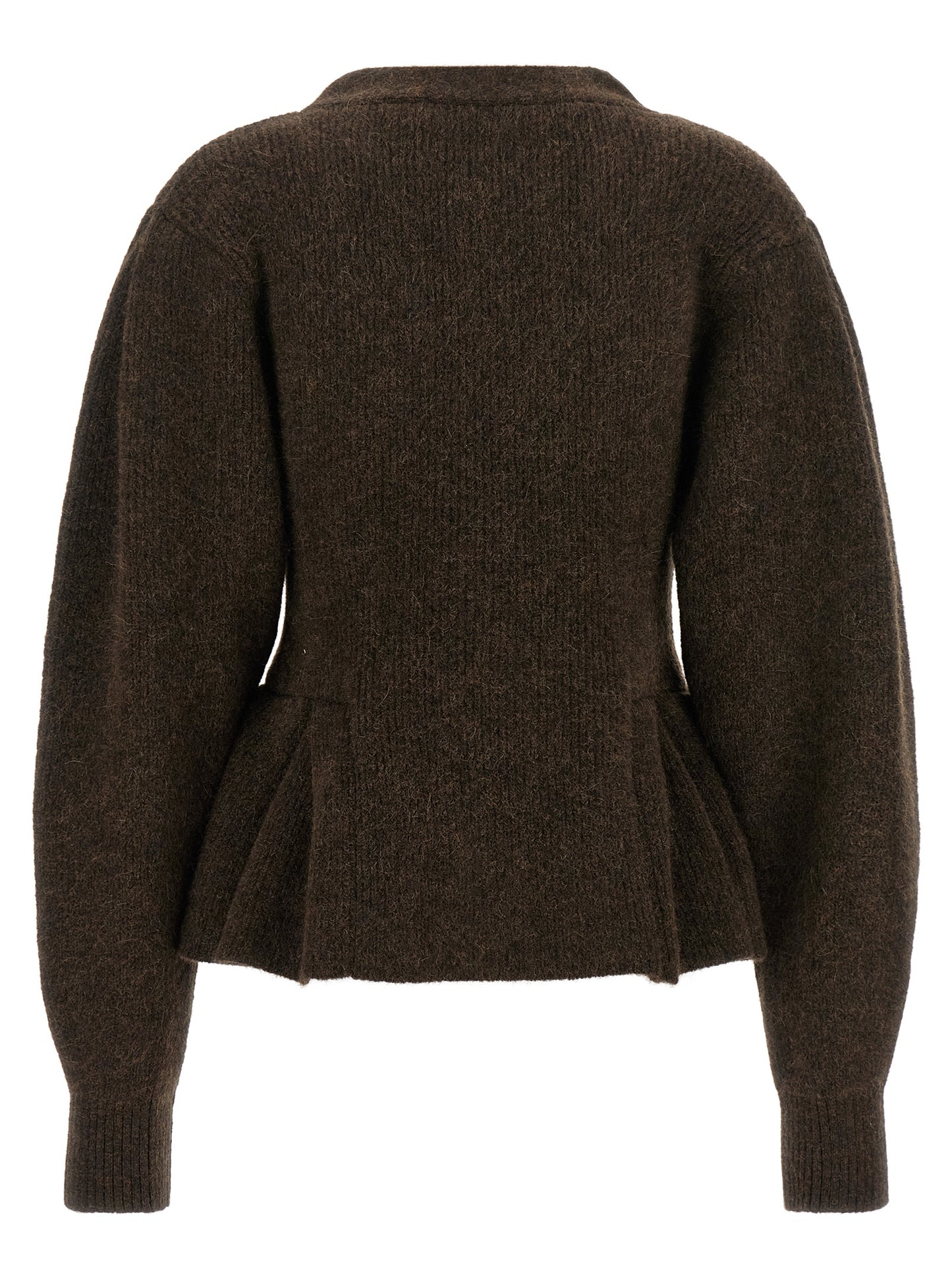Cardigan by ROTATE BIRGER CHRISTENSEN for women in polyamide & alpaca wool brown features an crisp silhouette, showcasing a sophisticated v-neck neckline and detail for a truly crisp finish.