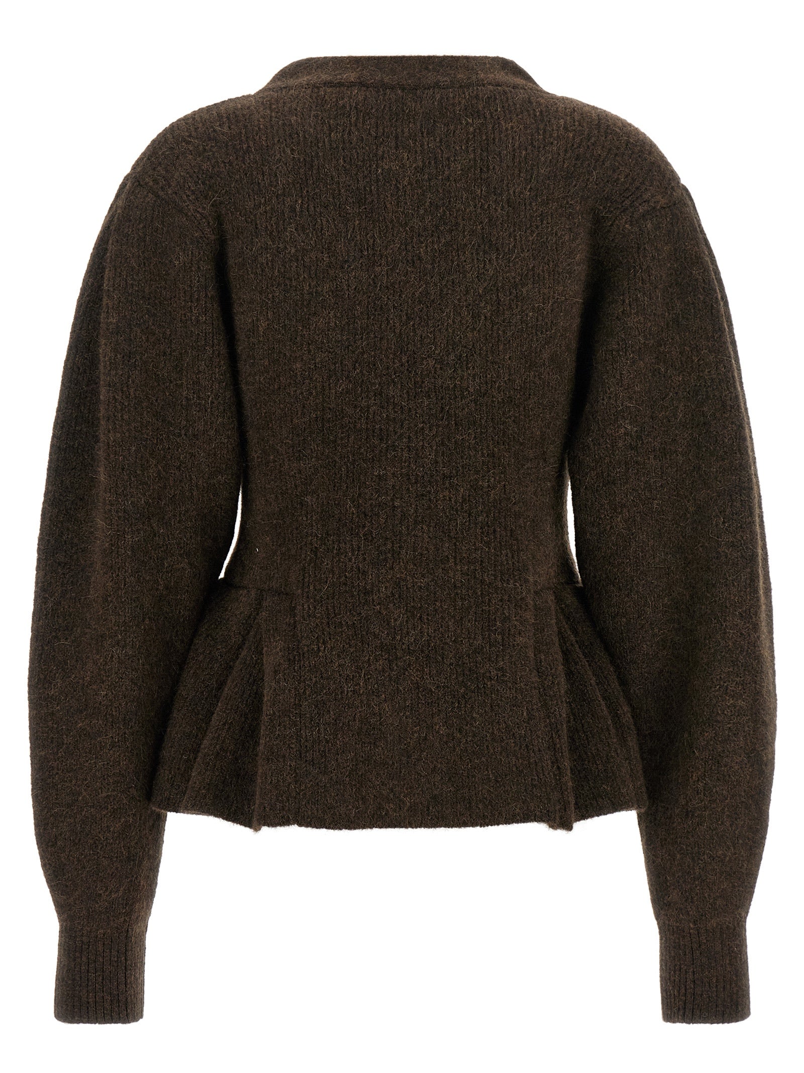 Cardigan by ROTATE BIRGER CHRISTENSEN for women in polyamide & alpaca wool brown features an crisp silhouette, showcasing a sophisticated v-neck neckline and detail for a truly crisp finish.