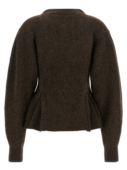 Cardigan by ROTATE BIRGER CHRISTENSEN for women in polyamide & alpaca wool brown features an crisp silhouette, showcasing a sophisticated v-neck neckline and detail for a truly crisp finish.