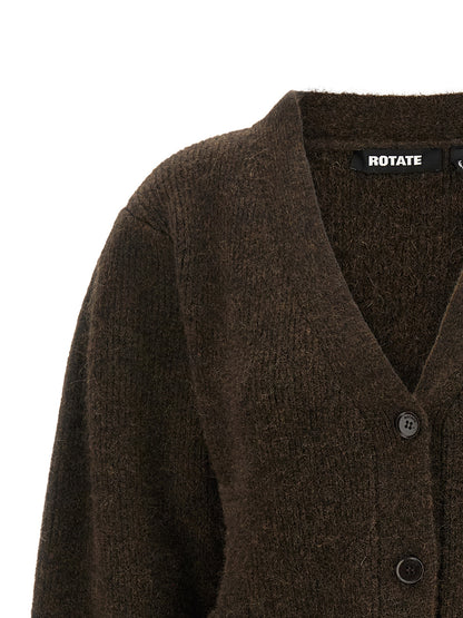 Cardigan by ROTATE BIRGER CHRISTENSEN for women in polyamide & alpaca wool brown showcases a luxurious silhouette, meticulously detailed with a sophisticated v-neck neckline and for a refined finish.