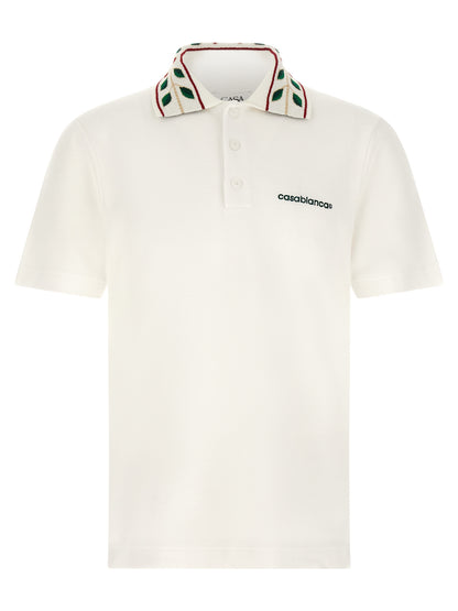Polo Shirt by Casablanca for men in organic cotton white & patterned presents a crisp silhouette, artfully detailed with a crisp and crisp .