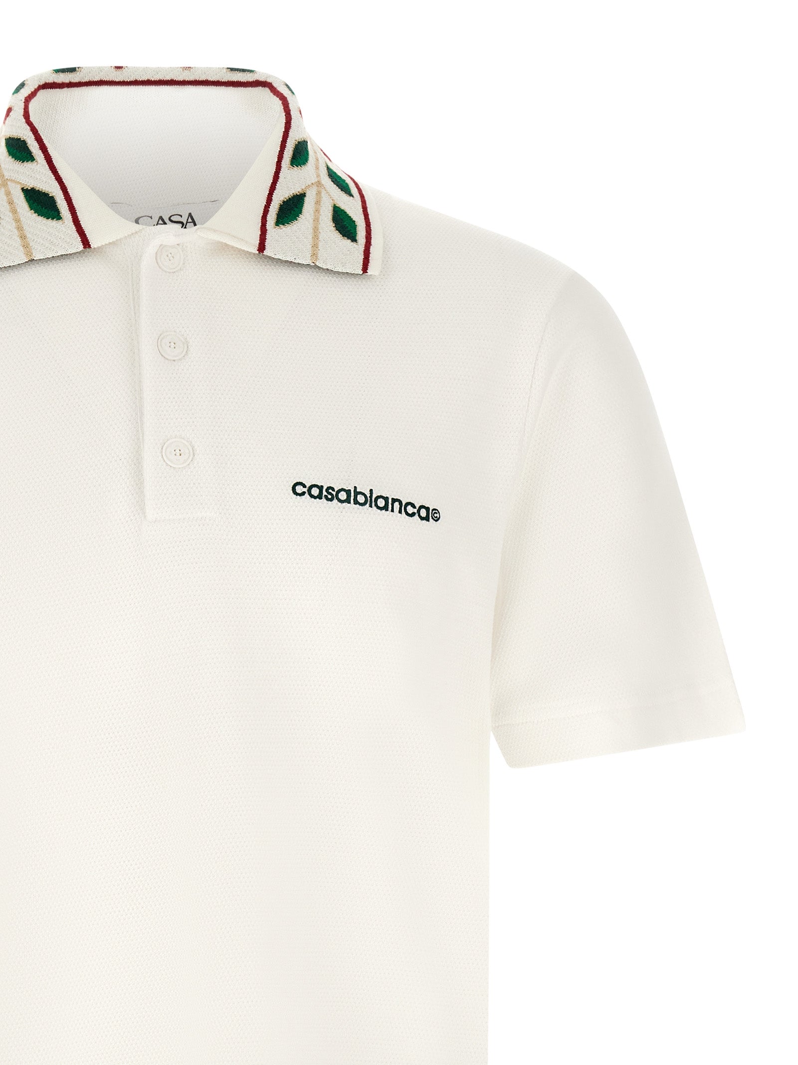 Polo Shirt by Casablanca for men in organic cotton white & patterned features a eye catching silhouette, showcasing a refined and for a eye catching finish.