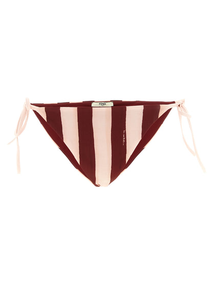 Bikini by Fendi for women in stretch polyester bordeaux, burgundy, pink & striped features an dramatic silhouette, artfully capturing the essence of the dramatic Waves Women's Stretch Polyester Bikini design with a sophisticated dramatic cut.
