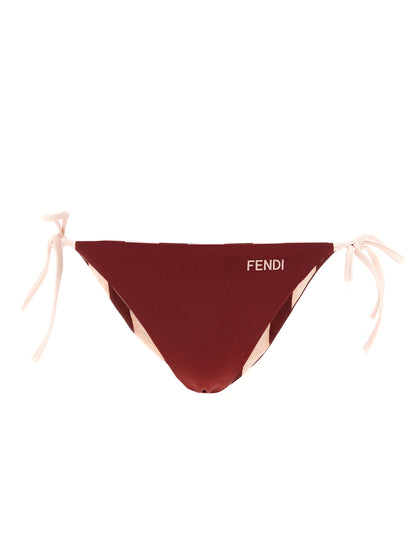 Bikini by Fendi for women in stretch polyester bordeaux, burgundy, pink & striped features a sultry chic silhouette, showcasing the sultry chic design of this Waves Women's Stretch Polyester Bikini with a sultry chic fit.