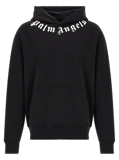 Sweatshirt Hoodie by Palm Angels for men in cotton black & signature features a edgy silhouette, detailed with a edgy hooded neckline and for a refined finish.