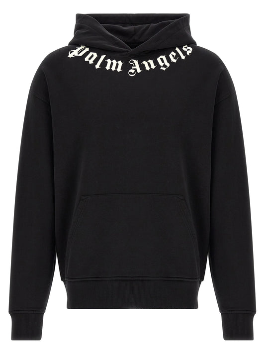Sweatshirt Hoodie by Palm Angels for men in cotton black & signature features a edgy silhouette, detailed with a edgy hooded neckline and for a refined finish.