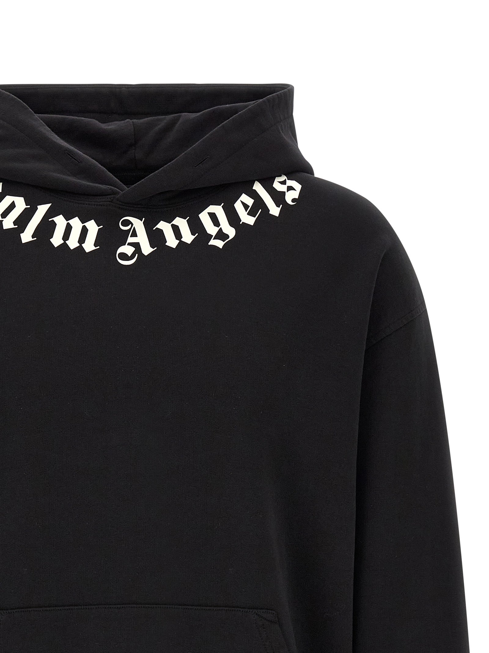 Sweatshirt Hoodie by Palm Angels for men in cotton black & signature features a authentic silhouette, showcasing a sophisticated hooded neckline and authentic detail for a refined finish.