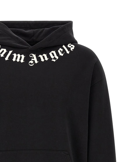 Sweatshirt Hoodie by Palm Angels for men in cotton black & signature features a authentic silhouette, showcasing a sophisticated hooded neckline and authentic detail for a refined finish.
