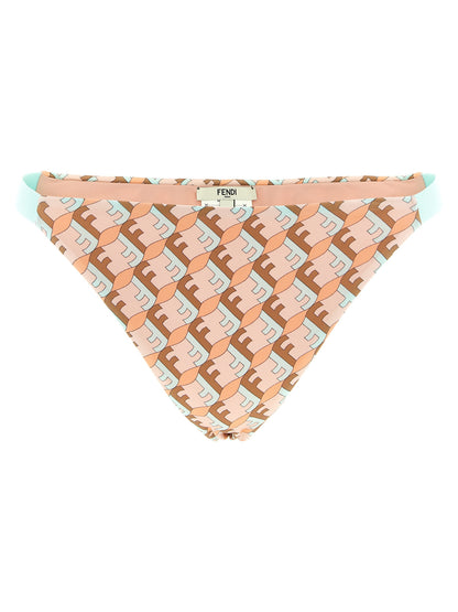 Bikini by Fendi for women in stretch polyamide blue, brown, multicolor, pink & patterned features an dramatic silhouette, artfully capturing the essence of the dramatic Waves Women's Stretch Polyamide Bikini design with a sophisticated dramatic cut.