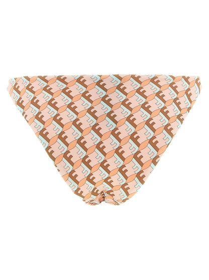 Bikini by Fendi for women in stretch polyamide blue, brown, multicolor, pink & patterned presents a provocative silhouette, artfully capturing the essence of the provocative Waves Women's Stretch Polyamide Bikini design for a sophisticated look.