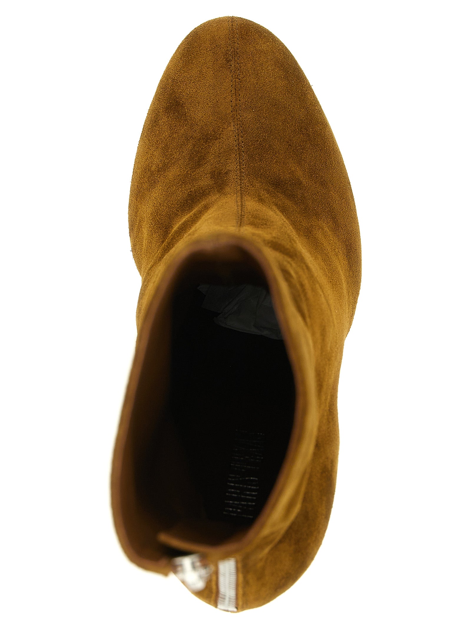 Stiletto Ankle Boots by Paris Texas for women in bos taurus suede calfskin leather brown & silver features an high-performance silhouette, showcasing the sophisticated design of the Lidia Women's Bos Taurus Suede Calfskin Leather Stiletto Ankle Boots with a stiletto and a refined .