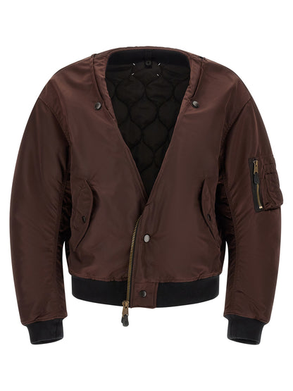 Bomber Jacket by Maison Margiela for men in polyamide leather multicolor & patterned presents a effortlessly chic silhouette, showcasing a sophisticated and premium pockets for a truly effortlessly chic finish.