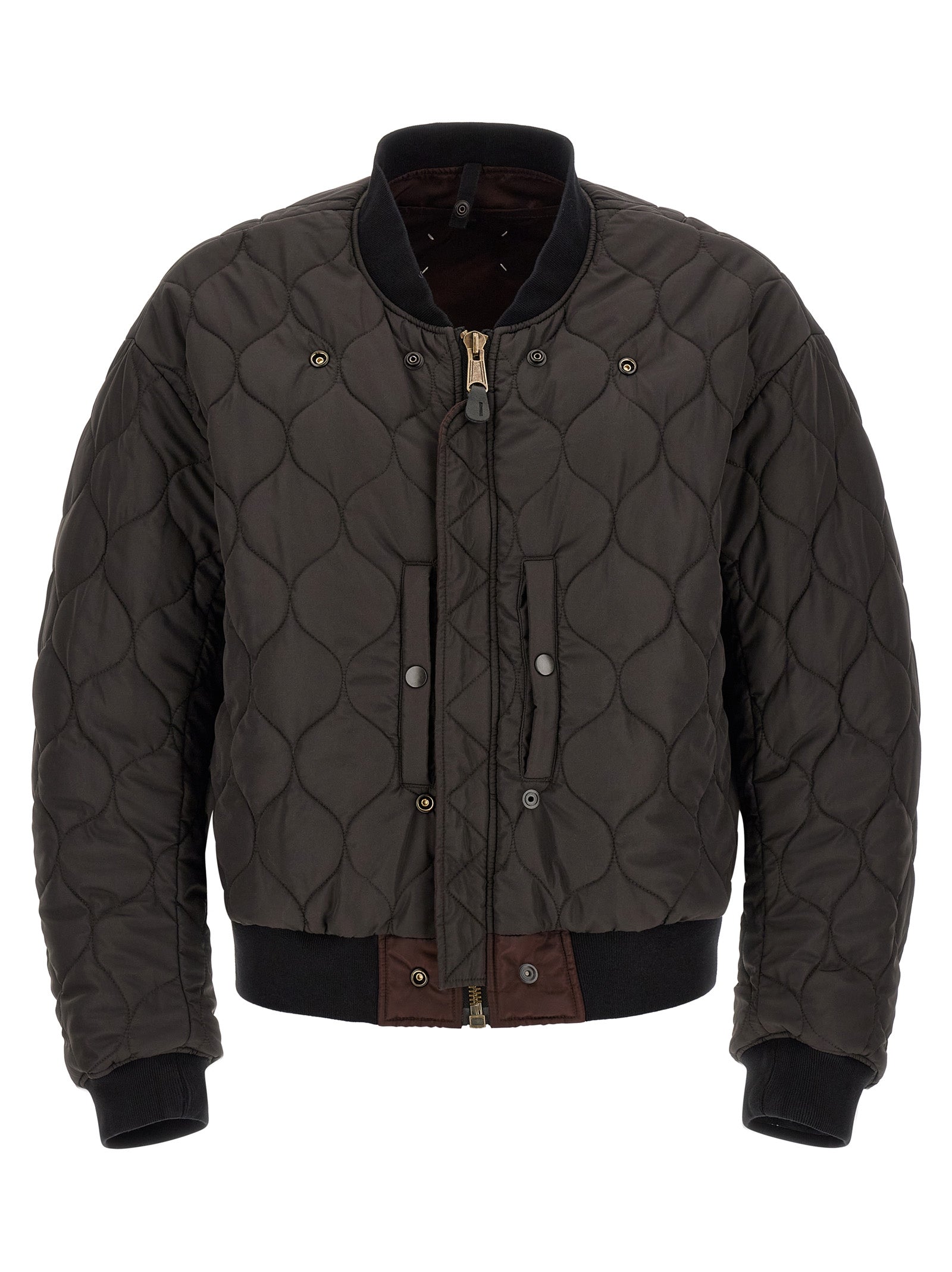 Bomber Jacket by Maison Margiela for men in polyamide leather multicolor & patterned features an contemporary silhouette, showcasing a sophisticated and contemporary pockets for a truly refined look.