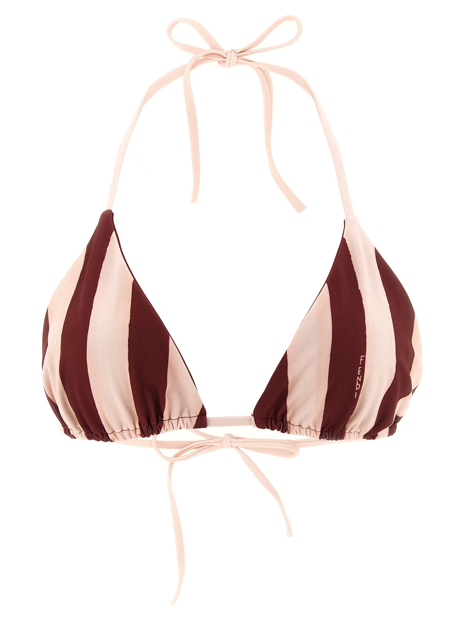 Swimwear Top by Fendi for women in stretch polyester bordeaux, burgundy, pink, patterned & striped features a beach chic silhouette, beautifully showcasing the signature design of the Women's Stretch Polyester Swimwear Top.