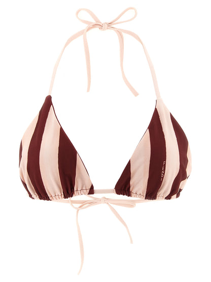 Swimwear Top by Fendi for women in stretch polyester bordeaux, burgundy, pink, patterned & striped features a beach chic silhouette, beautifully showcasing the signature design of the Women's Stretch Polyester Swimwear Top.