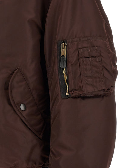 This Bomber Jacket by Maison Margiela for men in polyamide leather multicolor & patterned exhibits a edgy silhouette, meticulously detailed with functional pockets and a edgy for a edgy finish.