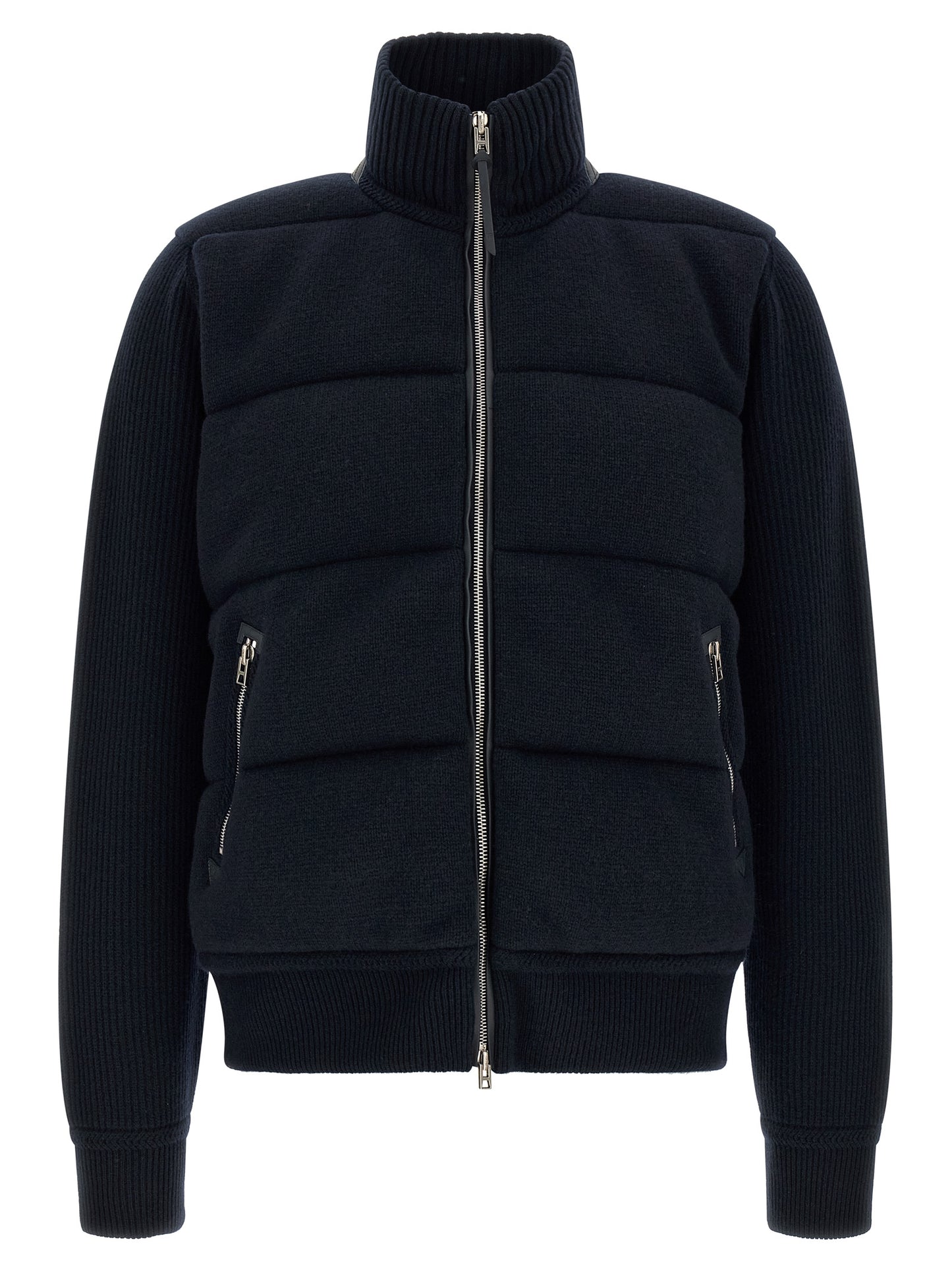 Overcoat by Tom Ford for men in virgin wool & leather blue features an satoral silhouette, showcasing a sophisticated and satoral pockets & insulated for a premium, timeless look.