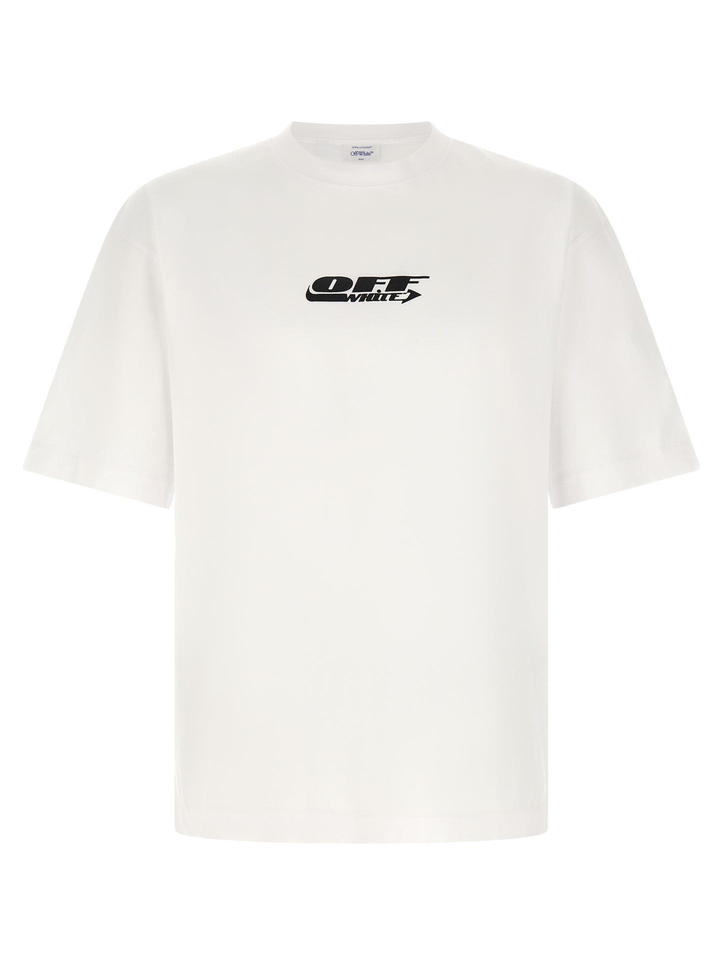 Activewear T-Shirt by Off-White for men in cotton white, patterned & print features an athletic silhouette with sleeves and a crew neckline neckline, enhanced by high-performance .