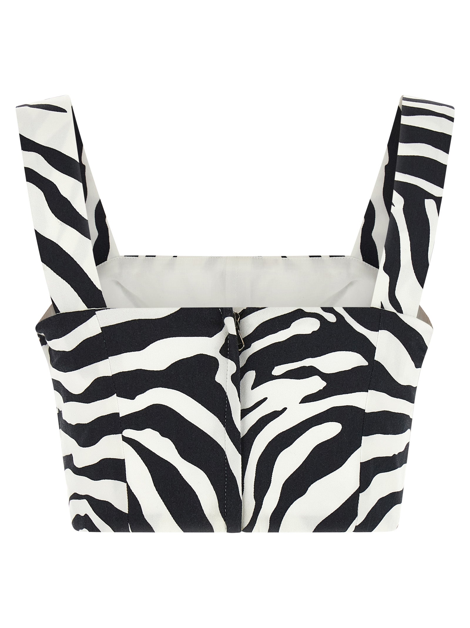 Tank Top by Dolce & Gabbana for women in stretch cotton bicolour, black, white, zebra & print showcases a perennial silhouette, artfully detailed with a design and a perennial square neckline.