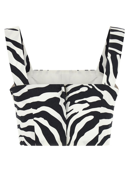 Tank Top by Dolce & Gabbana for women in stretch cotton bicolour, black, white, zebra & print showcases a perennial silhouette, artfully detailed with a design and a perennial square neckline.