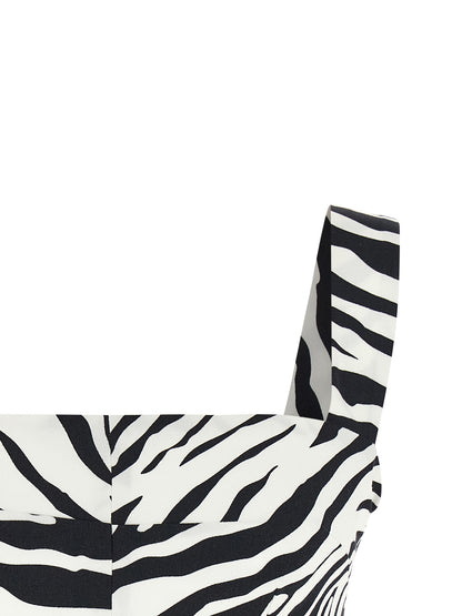 Tank Top by Dolce & Gabbana for women in stretch cotton bicolour, black, white, zebra & print showcases a meticulous silhouette, artfully finished with a meticulous and for a sophisticated, meticulous look.