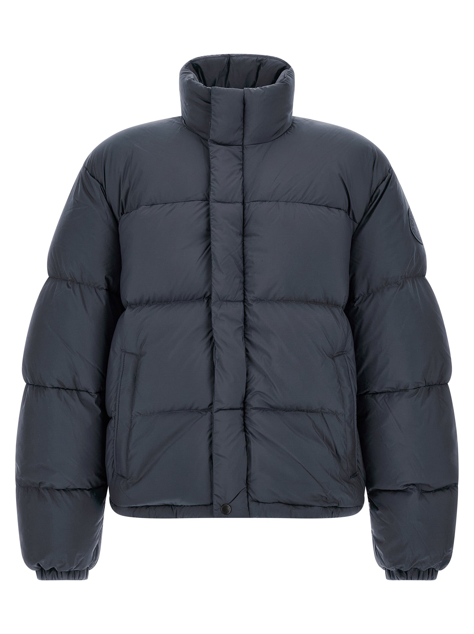 Puffer Jacket by Canada Goose for men in polyamide gray features an contemporary silhouette, showcasing a sophisticated high-neck neckline and contemporary thermal & insulated for a truly refined look.