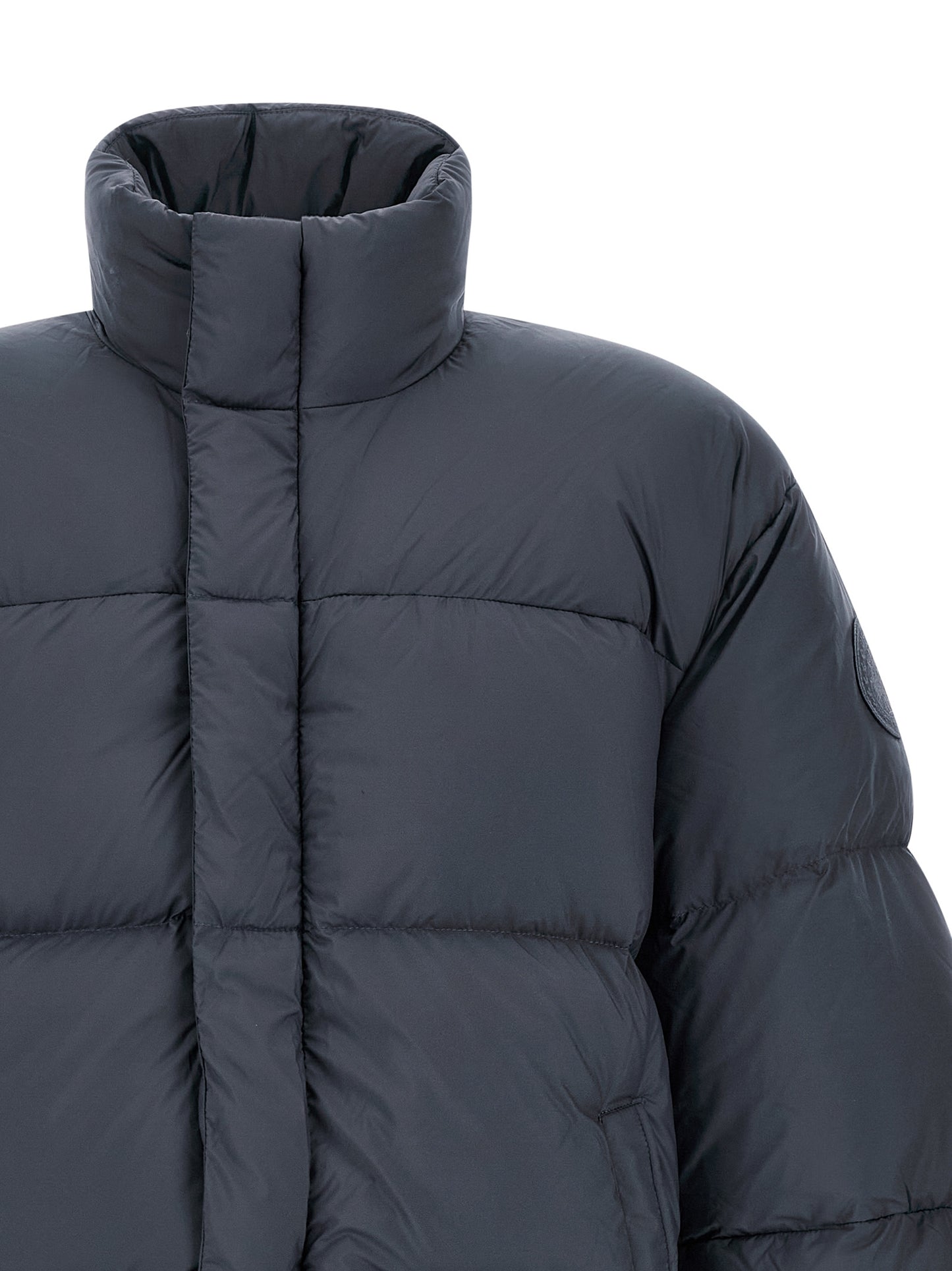 Puffer Jacket by Canada Goose for men in polyamide gray features an on trend silhouette, showcasing refined thermal & insulated and a sophisticated high-neck neckline for a truly on trend finish.