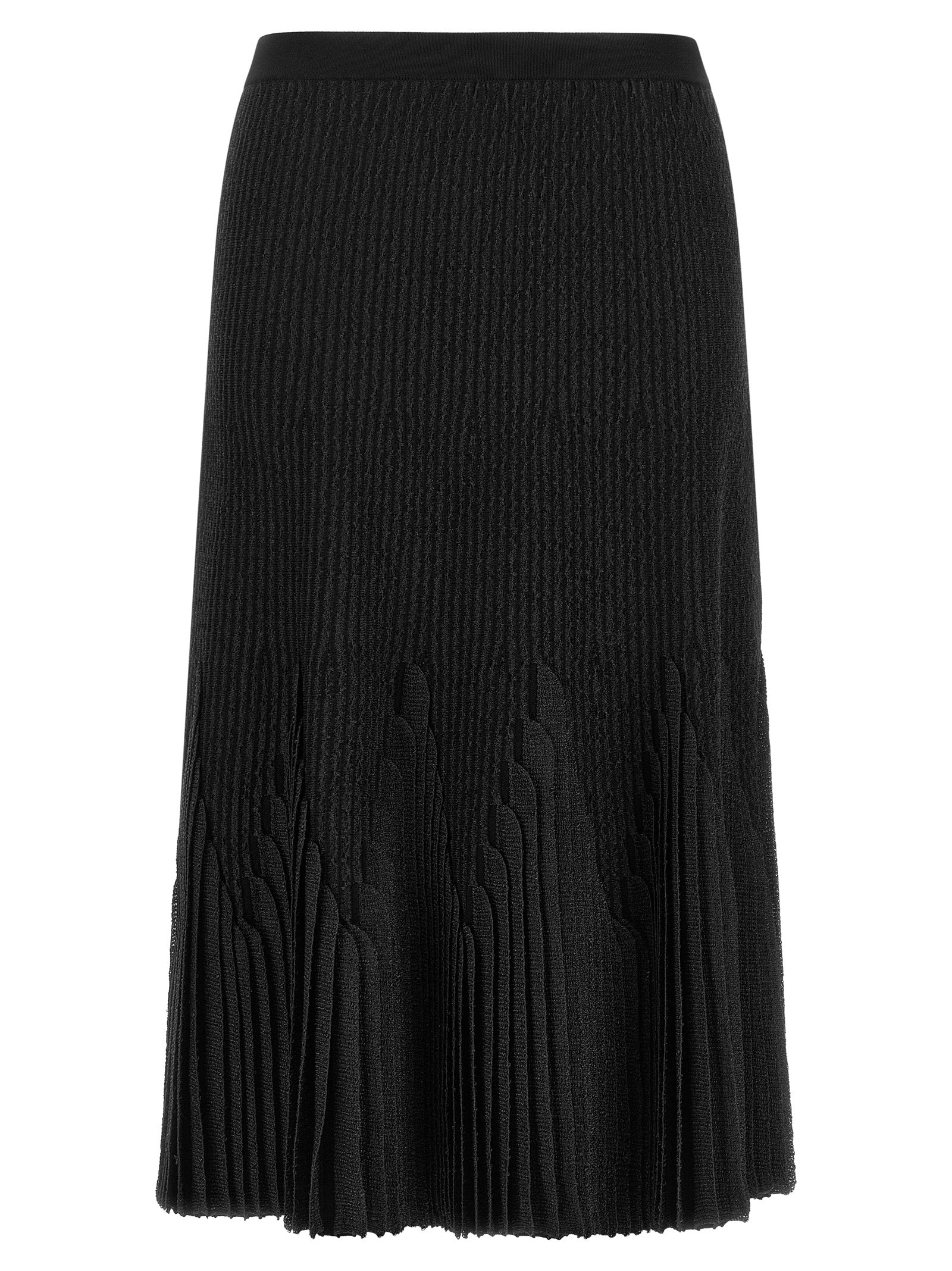 Skirt by Elisabetta Franchi for women in polyamide polyester viscose black & patterned features an relaxed-yet-refined silhouette that elegantly showcases the Flow Women's Pleated Polyamide Polyester Viscose Skirt design and sophisticated midi.