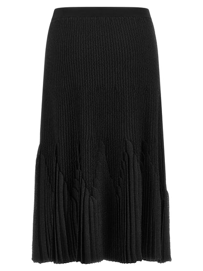 Skirt by Elisabetta Franchi for women in polyamide polyester viscose black & patterned features a captivating silhouette, showcasing the captivating Flow Women's Pleated Polyamide Polyester Viscose Skirt design with a sophisticated midi for a captivating look.