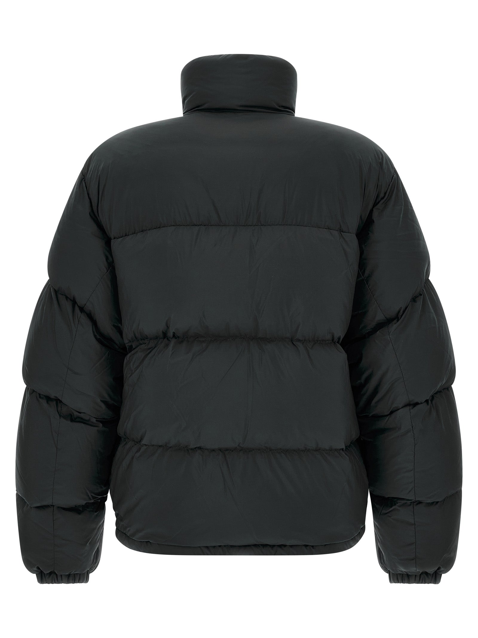 Puffer Jacket by Canada Goose for men in polyamide black features a dramatic silhouette, showcasing a sophisticated high-neck neckline and distinctive insulated for a dramatic aesthetic.