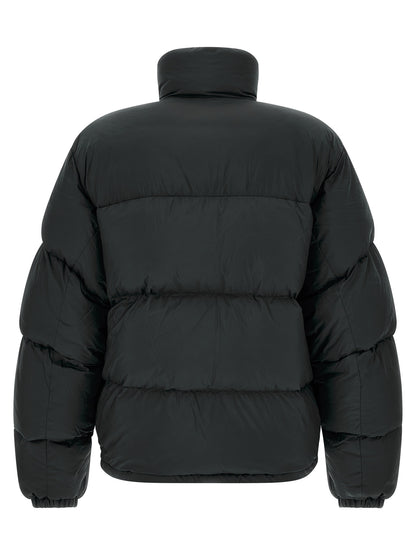 Puffer Jacket by Canada Goose for men in polyamide black features a dramatic silhouette, showcasing a sophisticated high-neck neckline and distinctive insulated for a dramatic aesthetic.