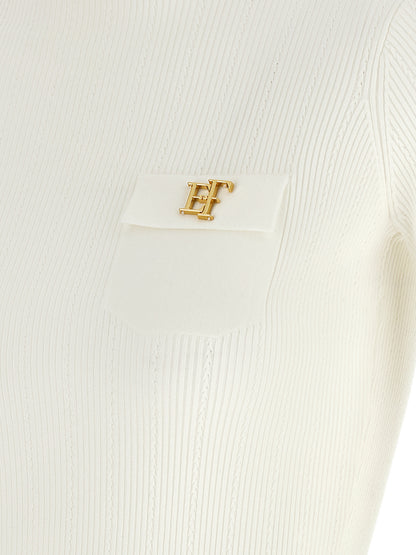 Cardigan by Elisabetta Franchi for women in lyocell polyamide & silk gold, white & patterned features an impeccable silhouette, showcasing a sophisticated and detail for a truly impeccable finish.