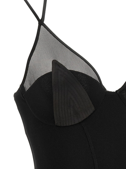 Dress by Elisabetta Franchi for women in polyamide satin black, gold & red features an sultry silhouette defined by a and , falling to an sultry long for a sultry look.