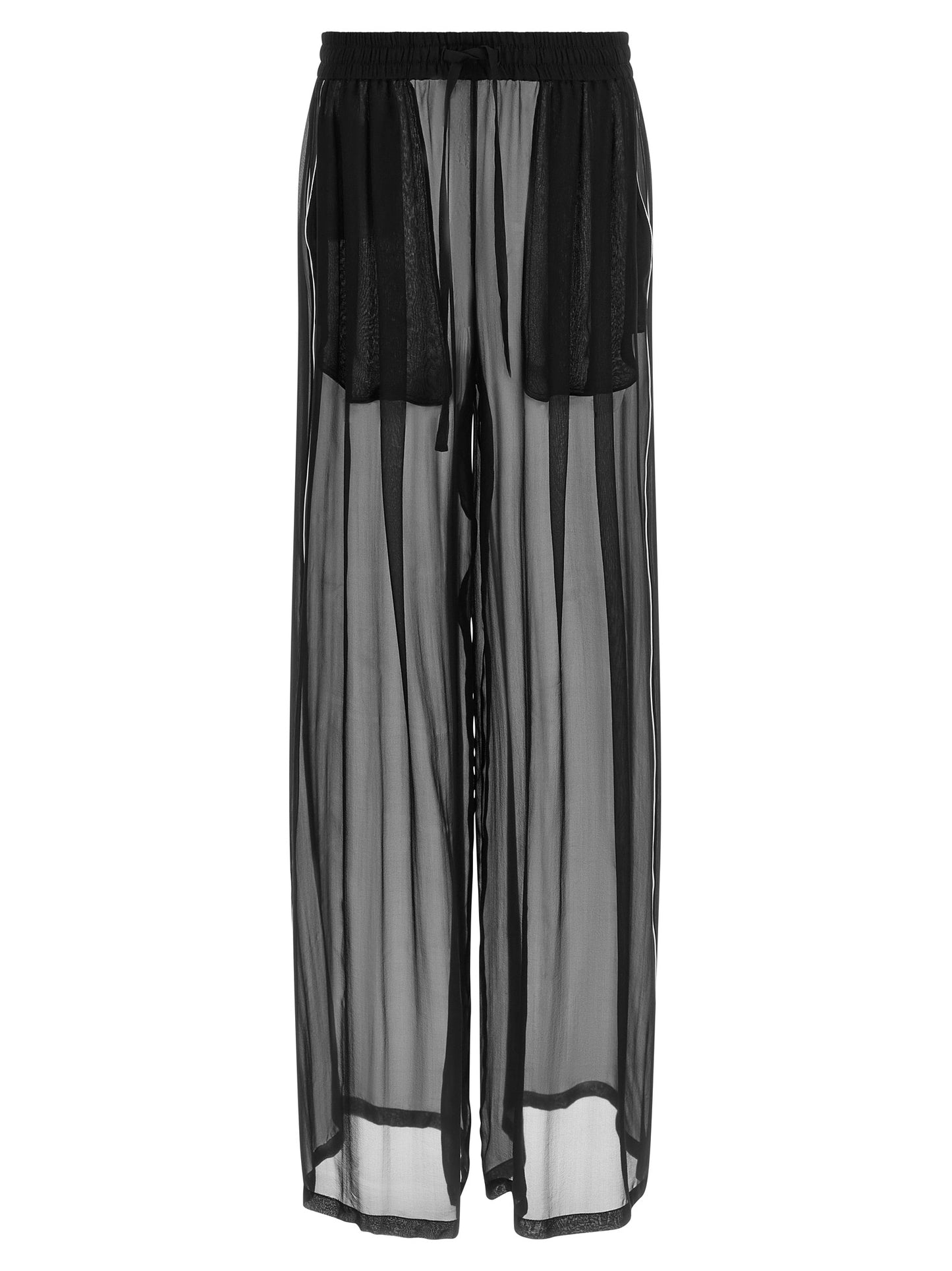 Dolce & Gabbana Women's Wide Silk Chiffon Casual Pants - Black White