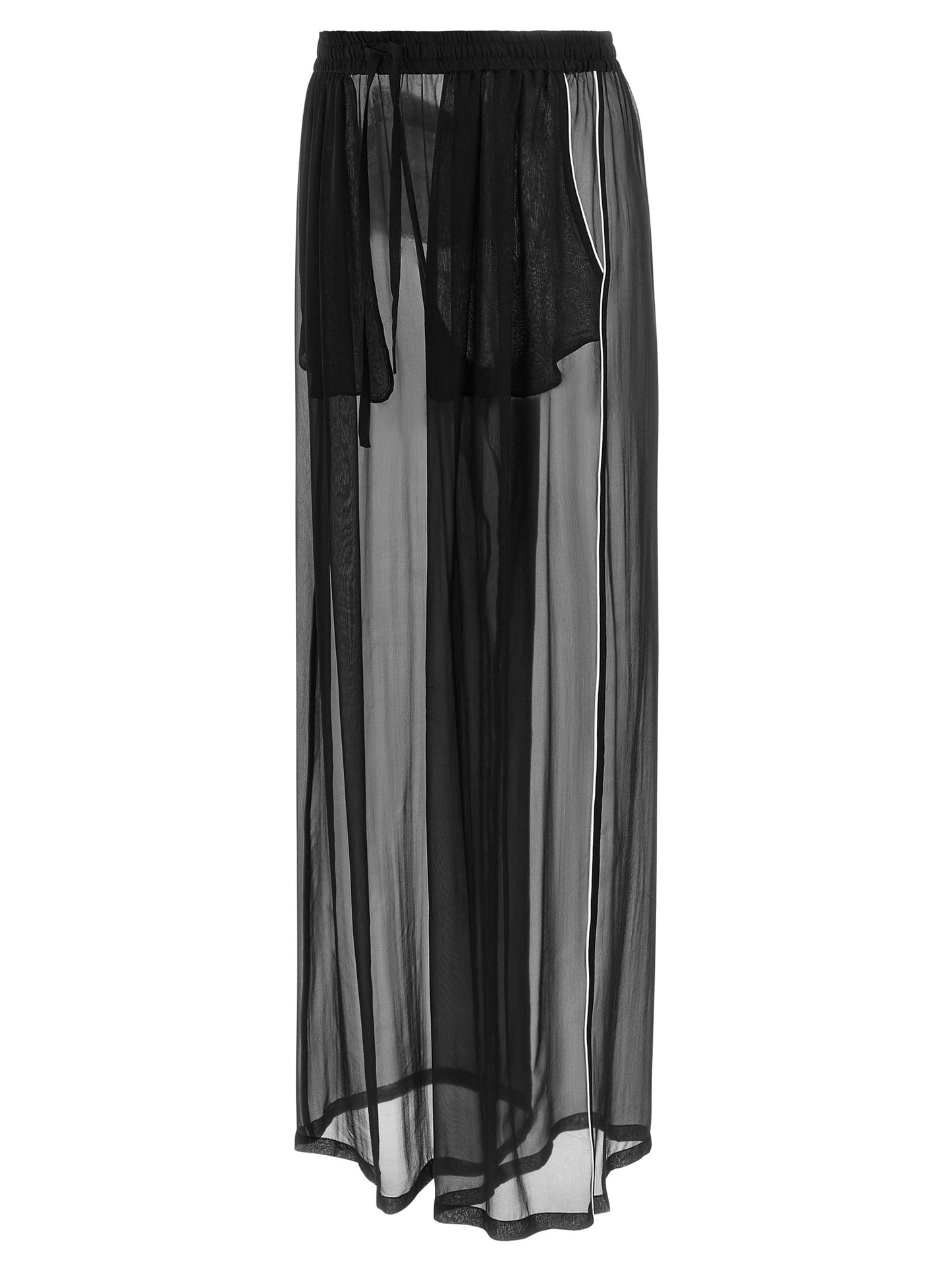 Dolce & Gabbana Women's Wide Silk Chiffon Casual Pants - Black White