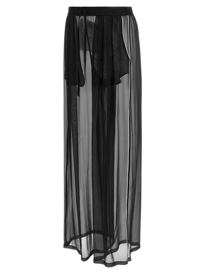 Dolce & Gabbana Women's Wide Silk Chiffon Casual Pants - Black White