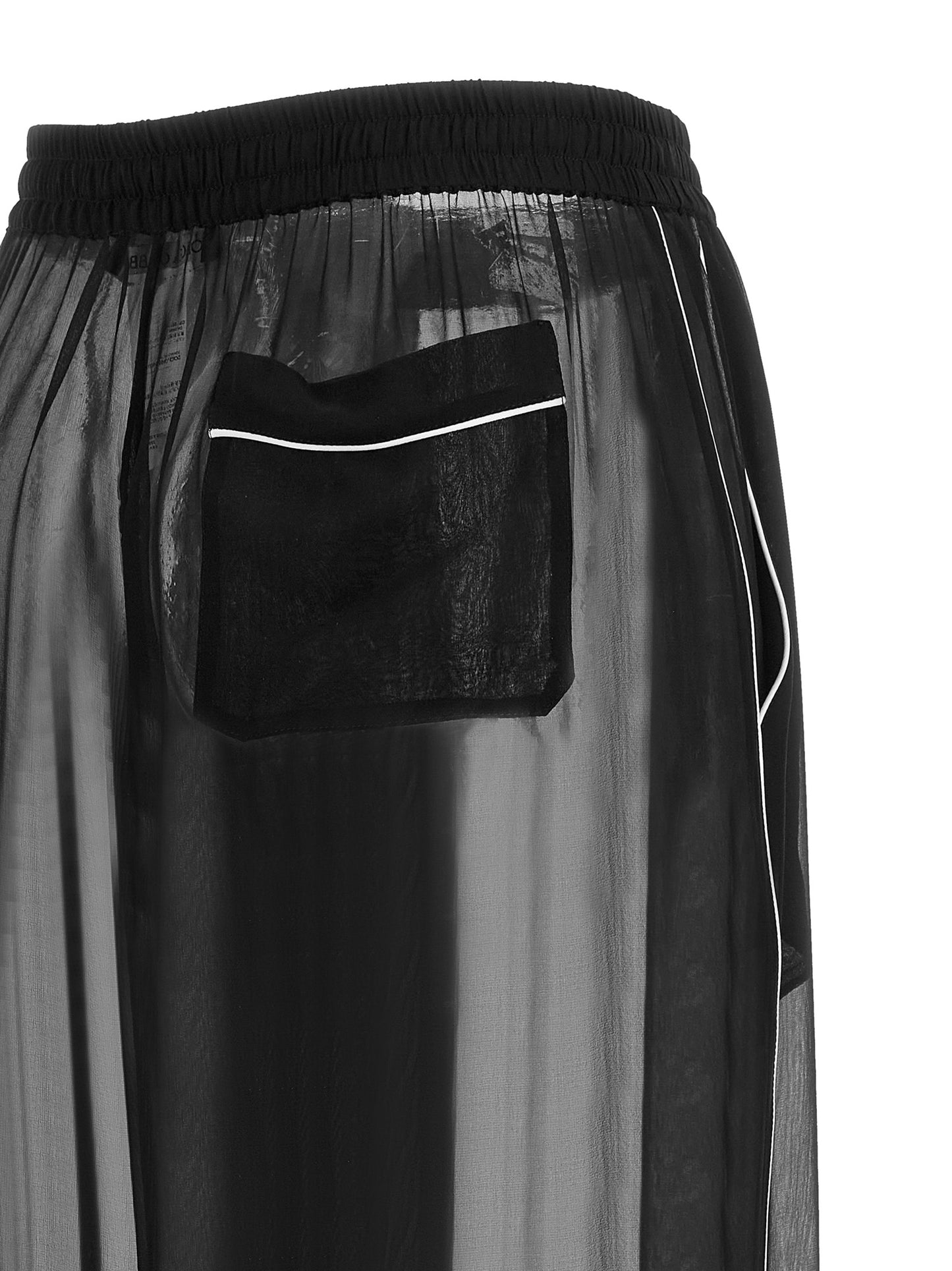 Dolce & Gabbana Women's Wide Silk Chiffon Casual Pants - Black White