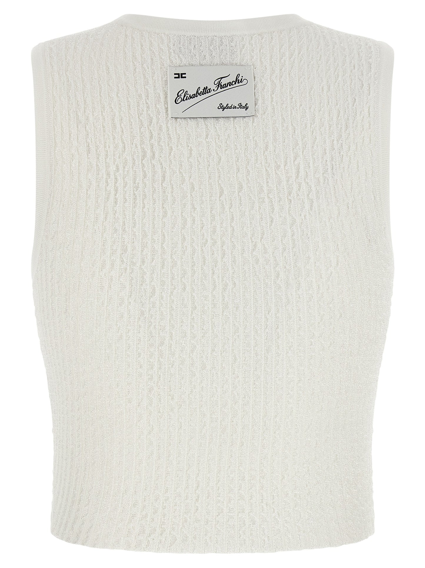 T-Shirt by Elisabetta Franchi for women in polyamide polyester viscose white features an on trend silhouette, perfectly showcasing a on trend and crew neckline for an elevated aesthetic.