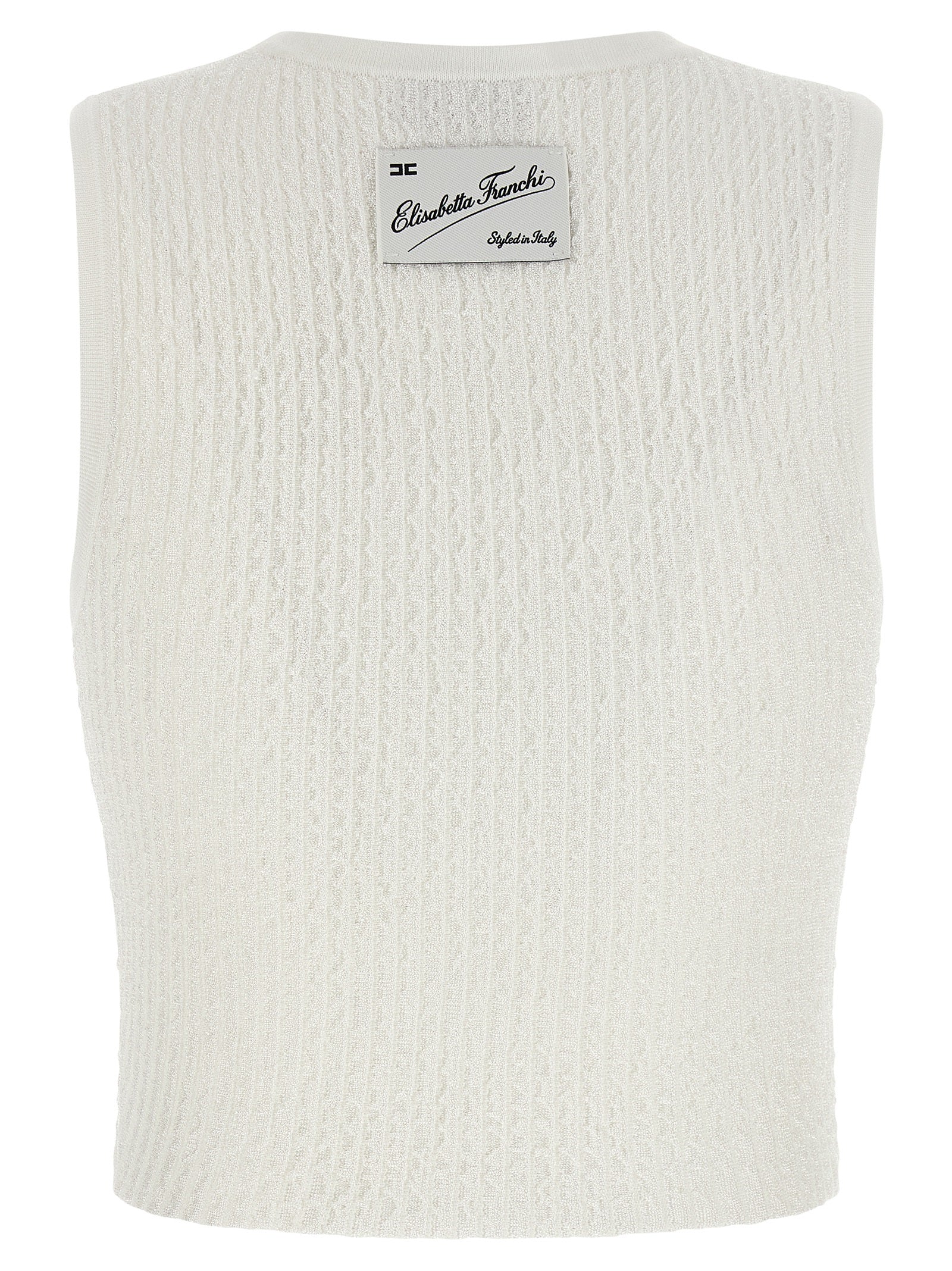 T-Shirt by Elisabetta Franchi for women in polyamide polyester viscose white features an on trend silhouette, perfectly showcasing a on trend and crew neckline for an elevated aesthetic.