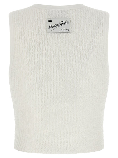 T-Shirt by Elisabetta Franchi for women in polyamide polyester viscose white features an on trend silhouette, perfectly showcasing a on trend and crew neckline for an elevated aesthetic.