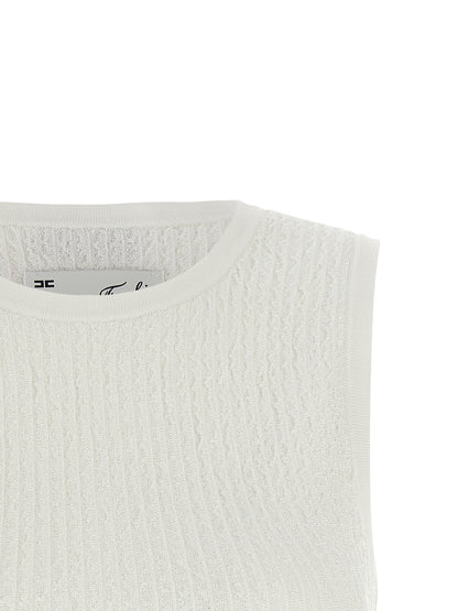 T-Shirt by Elisabetta Franchi for women in polyamide polyester viscose white showcases a chic silhouette, artfully detailed with a chic crew neckline and for a chic finish.